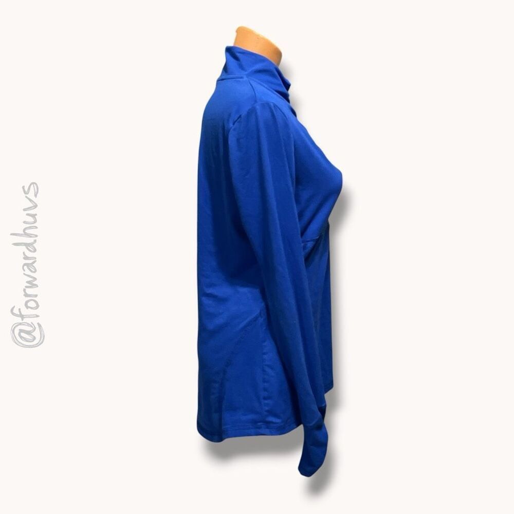 Balance Collection Ruched Mock Neck Pullover Blue Medium - Picture 2 of 10